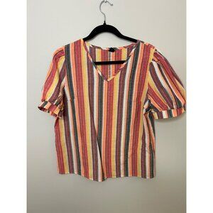 Grawell women’s striped top wood button down back
